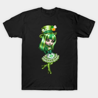 St Patricks Day Girls Anime manga green dress T-Shirt